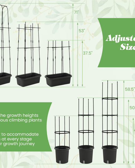 Giantex Set of 2 Raised Garden Bed w/Trellis & Plant Cage, Planter Box w/ 71” Cucumber Trellis
