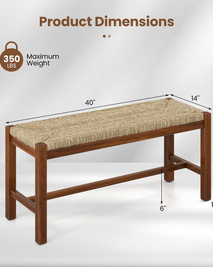 Giantex Dining Bench with Woven Seagrass Woven Seat