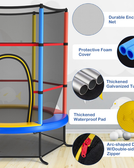 55" Kids Trampoline with Safety Enclosure Net - Giantex