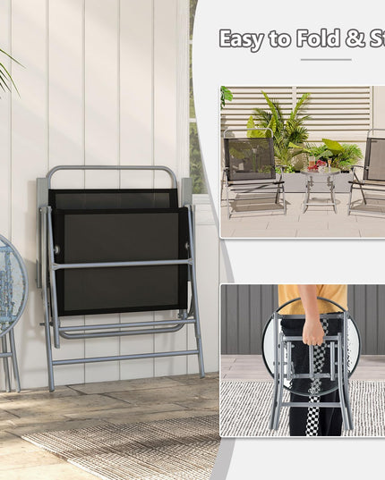 Giantex 3PCS Patio Bistro Set, Folding Outdoor Patio Table Set with 2 Foldable Chairs, 1 Ripple-Like Glass Table