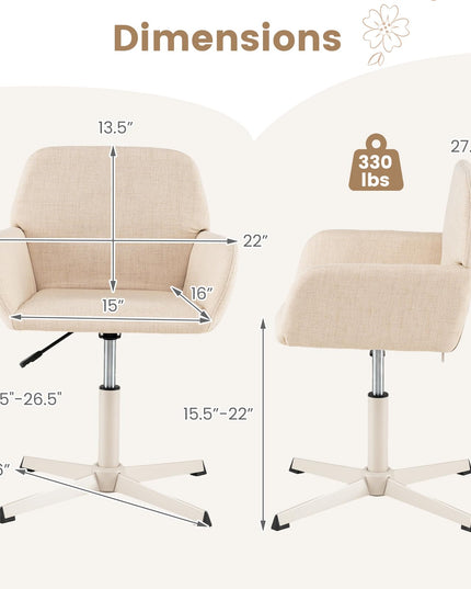 GIANTEX Vanity Chair with Back | 360° Swivel Armchair w/Adjustable Height (1/2)