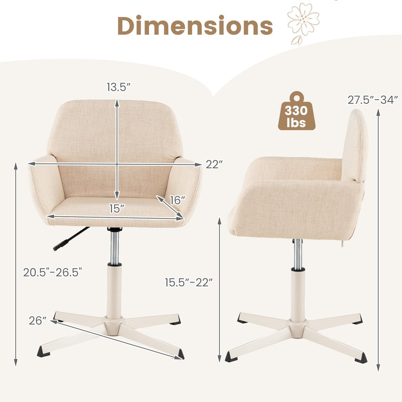 GIANTEX Vanity Chair with Back | 360° Swivel Armchair w/Adjustable Height (1/2)