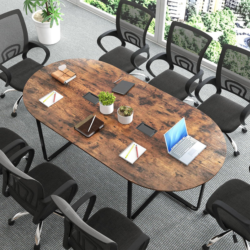 Giantex 95" Conference Table Large Oval Meeting Table for 10-12 People