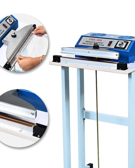 110V 12" Foot Pedal Impulse Sealer with Cutter, Heat Seal Closer Plastic Bag Sealing Machine
