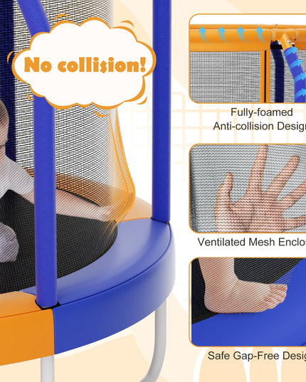 Giantex 48" Trampoline for Kids, Toddler Trampoline with Safety Enclosure Net, Max Load 265 Lbs