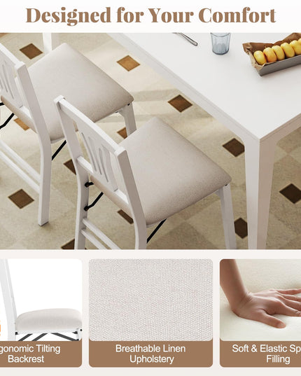 Giantex Chaises pliantes de salle à manger, lot de 2/4, chaises de cuisine rembourrées et peu encombrantes