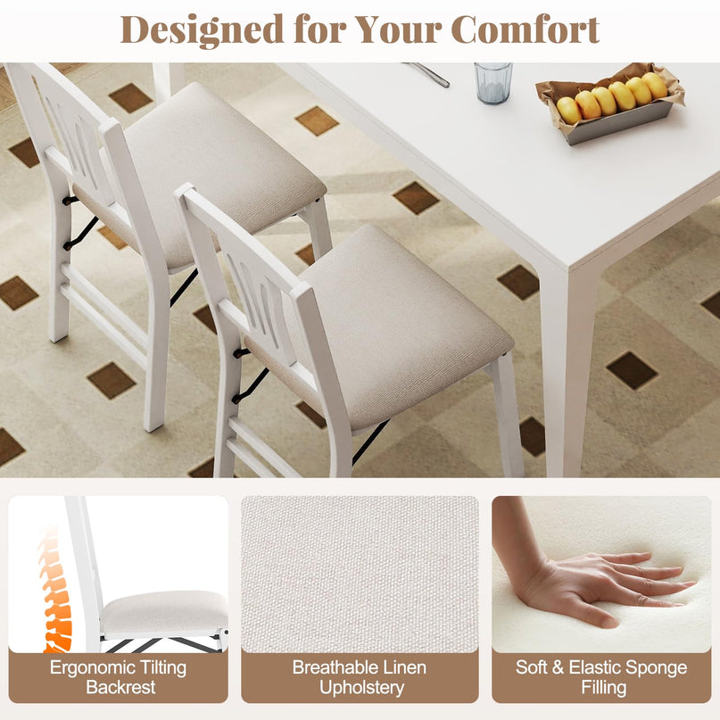 Giantex Folding Dining Chairs Set of 2/4 Space-Saving Upholstered Kitchen Chair