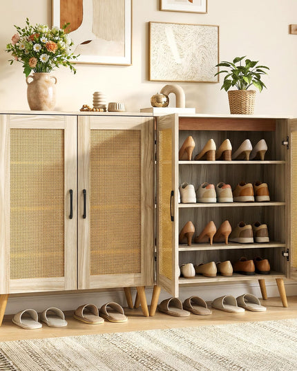 Meuble de rangement pour chaussures Giantex à 4 niveaux en rotin avec étagères amovibles