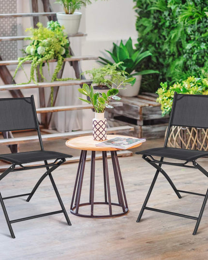 Giantex 4 PCS Folding Patio Chairs, Rust-Proof Steel Frame & Space Saving (Black)