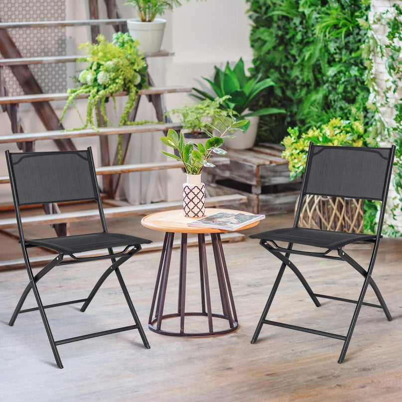 Giantex 4 PCS Folding Patio Chairs, Rust-Proof Steel Frame & Space Saving (Black)
