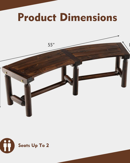 Giantex Wooden Outdoor Bench for 2-Person - Fire Pit Chair Bench