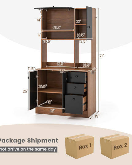 Giantex Kitchen Pantry, Buffet Hutch with 3 Storage Cabinet, 71'' Floor Large Cupboard with 3 Deep Drawers