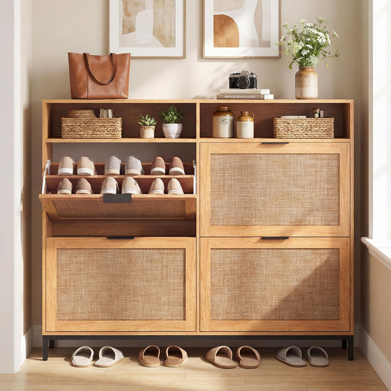 Meuble à chaussures géant Giantex avec 4 tiroirs basculants pour couloir
