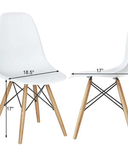 Pre Assembled Mid Century Modern Dining Chairs Set of 2, White