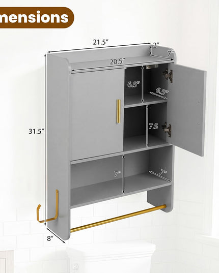 Giantex Bathroom Wall Mounted Medicine Cabinet w/Towel Bars & Toilet Paper Holder