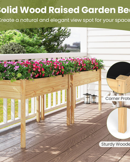 Jardinière surélevée en bois Giantex avec doublure (119 x 58 x 76 cm)