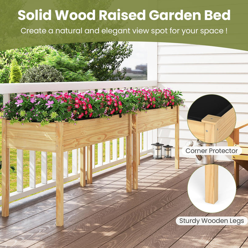 Giantex Raised Garden Bed Elevated Wood Planter Box with Liner（47"x23"x30"）