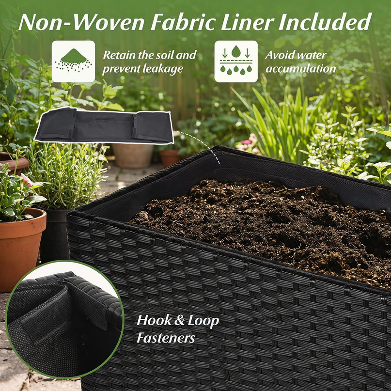 GIANTEX Wicker Raised Garden Bed Rattan Garden Planter Box