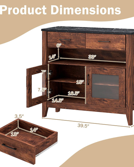 Giantex Sideboard Buffet Cabinet, Coffee Bar Cabinet with 2 Drawers