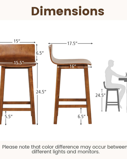 Giantex 2 or 4 Bar Stools Set with Low Back & Footrest