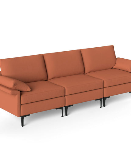 Giantex 3-Seat Sectional Sofa Couch, 100.5" L Convertible Sleeper with USB Port & Outlet