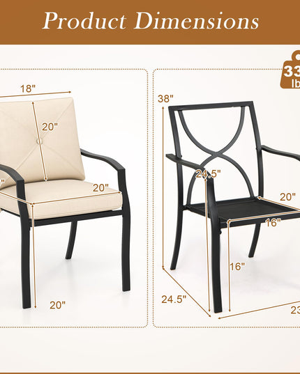 Giantex 2 Pieces Patio Chairs, Outdoor Lawn Chairs with Removable Cushions