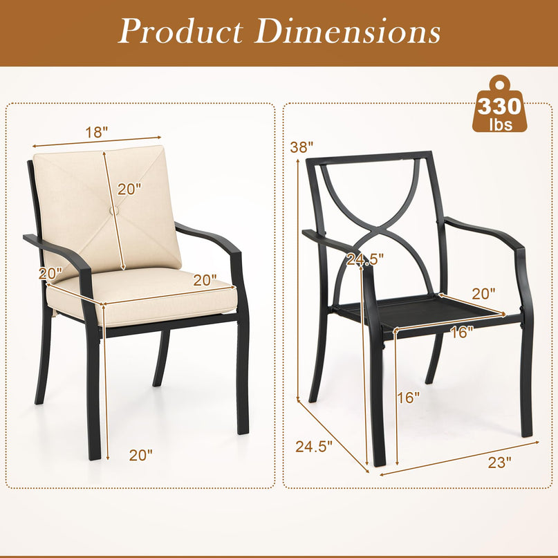 Giantex 2 Pieces Patio Chairs, Outdoor Lawn Chairs with Removable Cushions