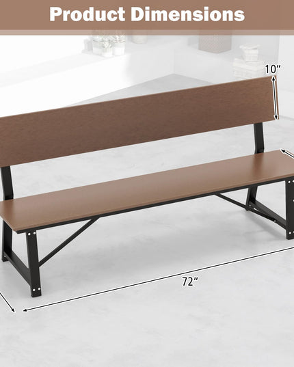 Giantex Outdoor Bench, 4-Person 72 Inches Garden Bench with Weatherproof HDPE Backrest & Seat