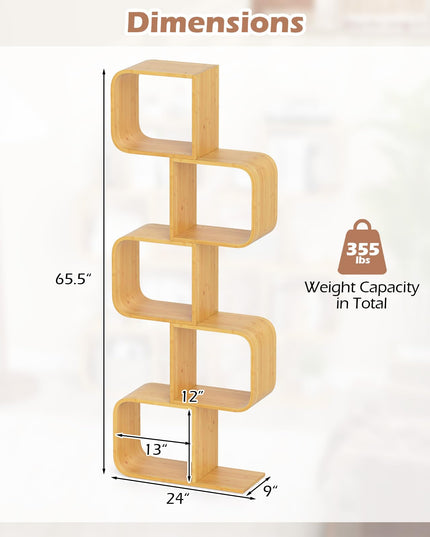 Giantex 5-Tier S-Shaped Bookcase