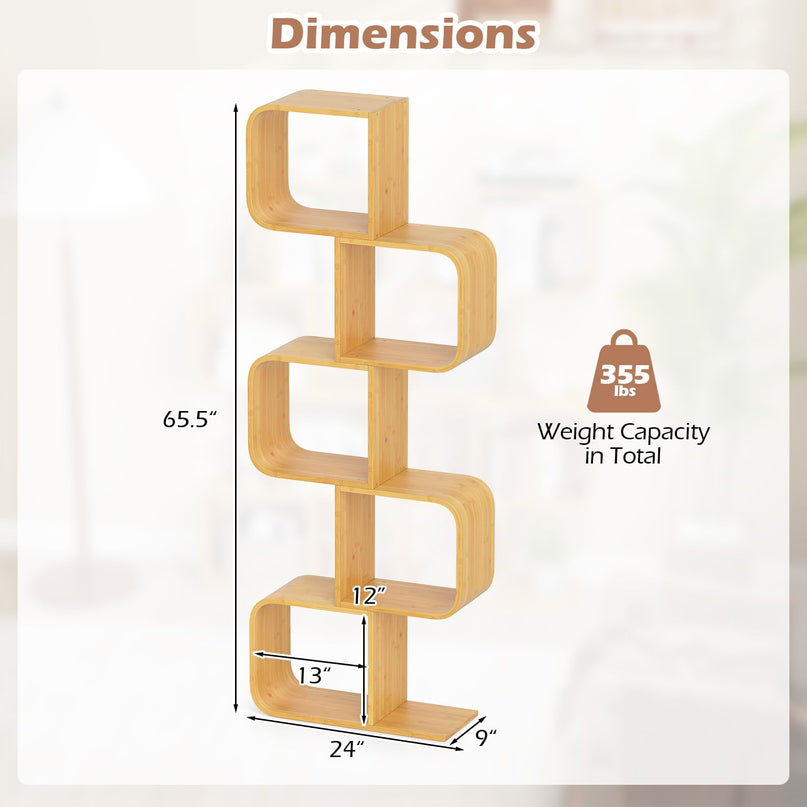 Giantex 5-Tier S-Shaped Bookcase