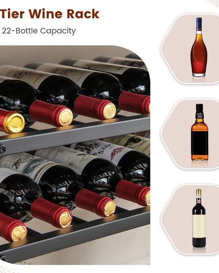 Giantex Wine Rack Table, Industrial Freestanding 22-Bottle Wooden Wine Bar Cabinet with 2 Wine Racks