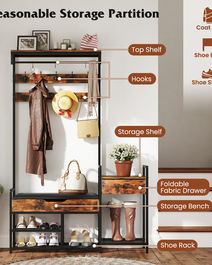 Giantex Coat Rack with Shoe Storage Bench