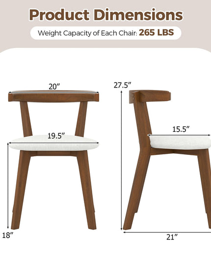 Giantex Wooden Dining Chairs, Farmhouse Hanging Kitchen Chairs w/Rubber Wood Frame