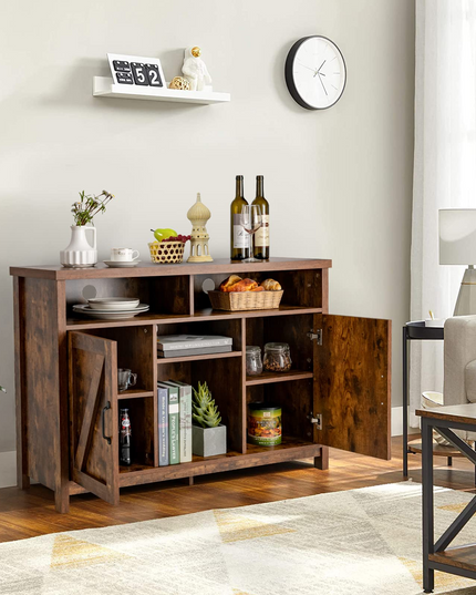 Giantex Buffet Sideboard, Farmhouse Kitchen Storage Cabinet, 9-Bottle Wine Rack & 2 Door Cabinets