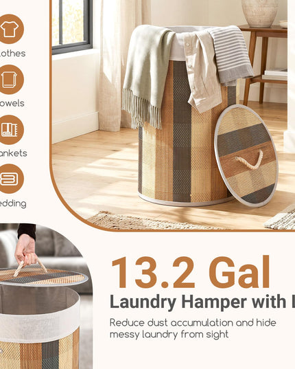 Giantex 13.2 Gal Large Capacity Clothes Hamper w/Removable & Machine-Washable Liner & 3 Handles