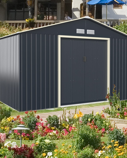 Outdoor Storage Shed with Double Sliding Door