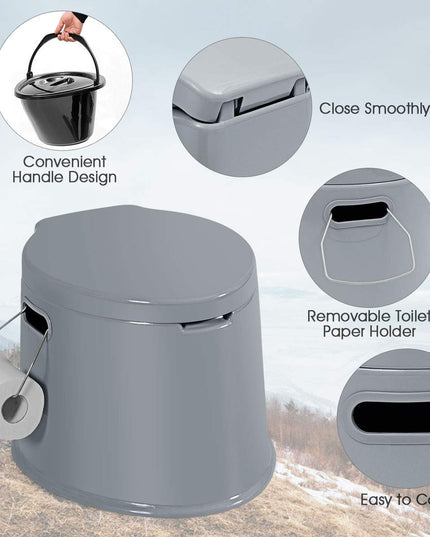 Portable Travel Toilet with Detachable Inner Bucket and Removable Toilet