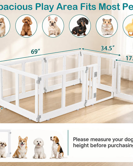 GIANTEX Clear Dog Playpen 6/8 Panel Puppy Playpen with Lockable Door