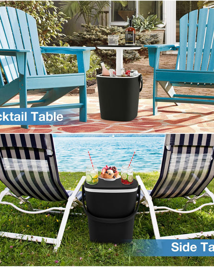 Giantex Outdoor Side Table Cooler - 4 Gallon Portable Beer Wine Ice Bucket with Handle