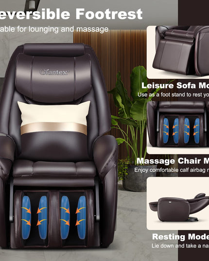 Giantex Full Body Massage Chair - Zero Gravity SL Track Electric Recliner with Reversible Footrest