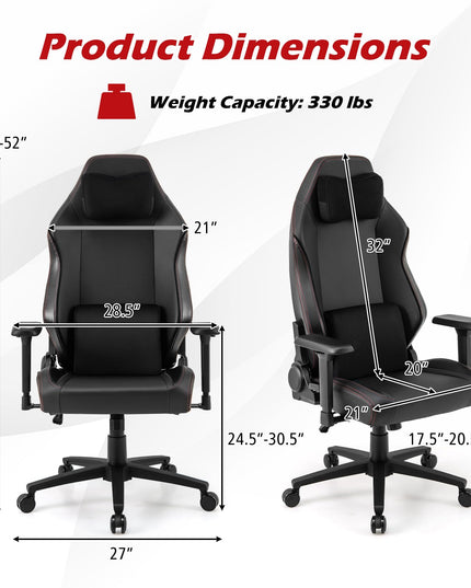 Giantex Gaming Chair Video Game Chair with Magnetic Headrest & Lumbar Support