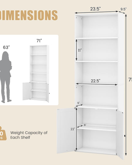 Giantex 71" Tall Bookcase with Doors