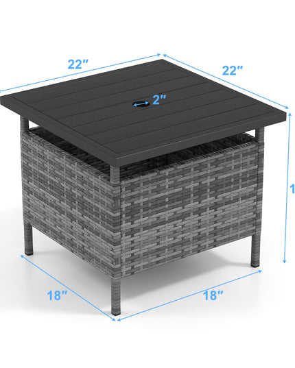 Giantex Outdoor Side Table with 2" Umbrella Hole