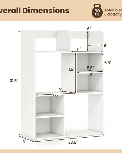 Giantex 3-Tier Desktop Bookshelf with 8 Open Storage Cubes for Computer Desk