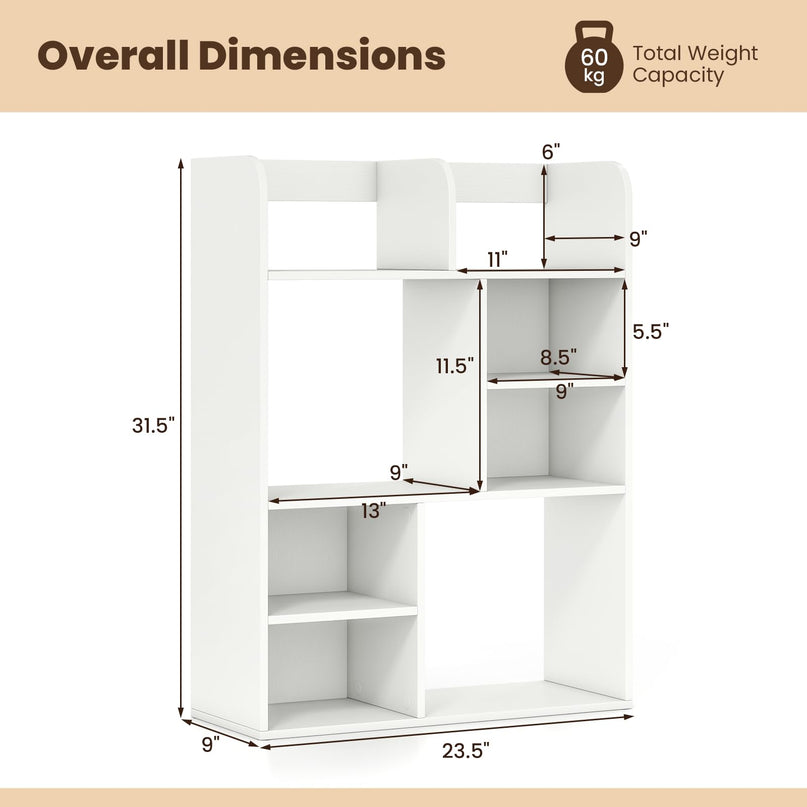 Giantex 3-Tier Desktop Bookshelf with 8 Open Storage Cubes for Computer Desk