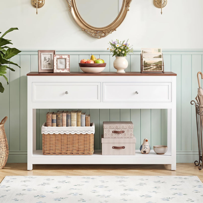 Giantex Farmhouse Console Table with 2 Drawers for Living Room