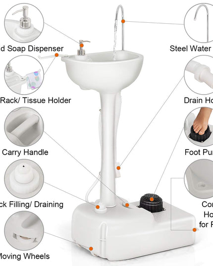 Portable Camping Sink with Soap Dispenser and Towel Holder