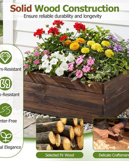 Giantex 23" x 23" Wooden Raised Garden Bed for Patio Yard Garden Balcony