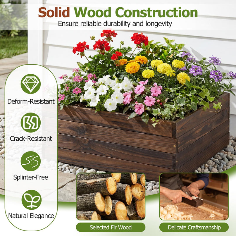 Giantex 23" x 23" Wooden Raised Garden Bed for Patio Yard Garden Balcony