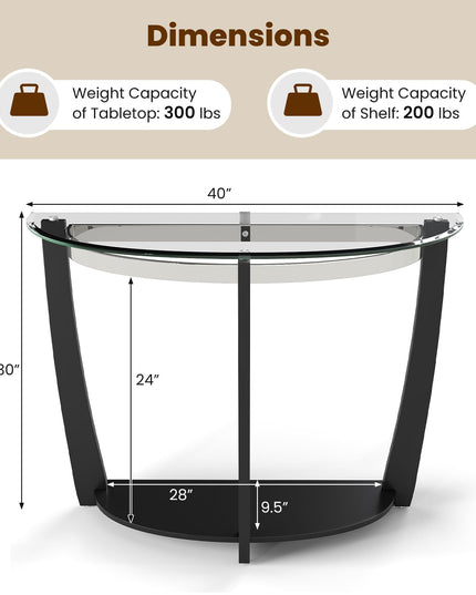 Giantex 2 Tier Glass Console Table for Living Room